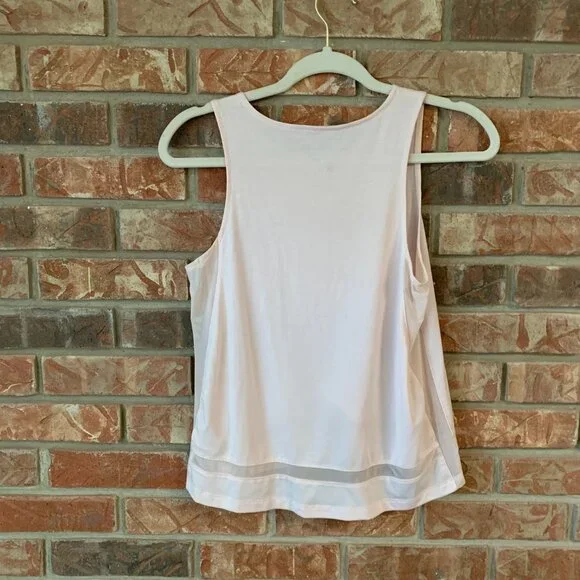 Athleta Essence Mesh Trim Women's Pale Pink XX-Small Sleeveless Tank Top EUC - Picture 3 of 11